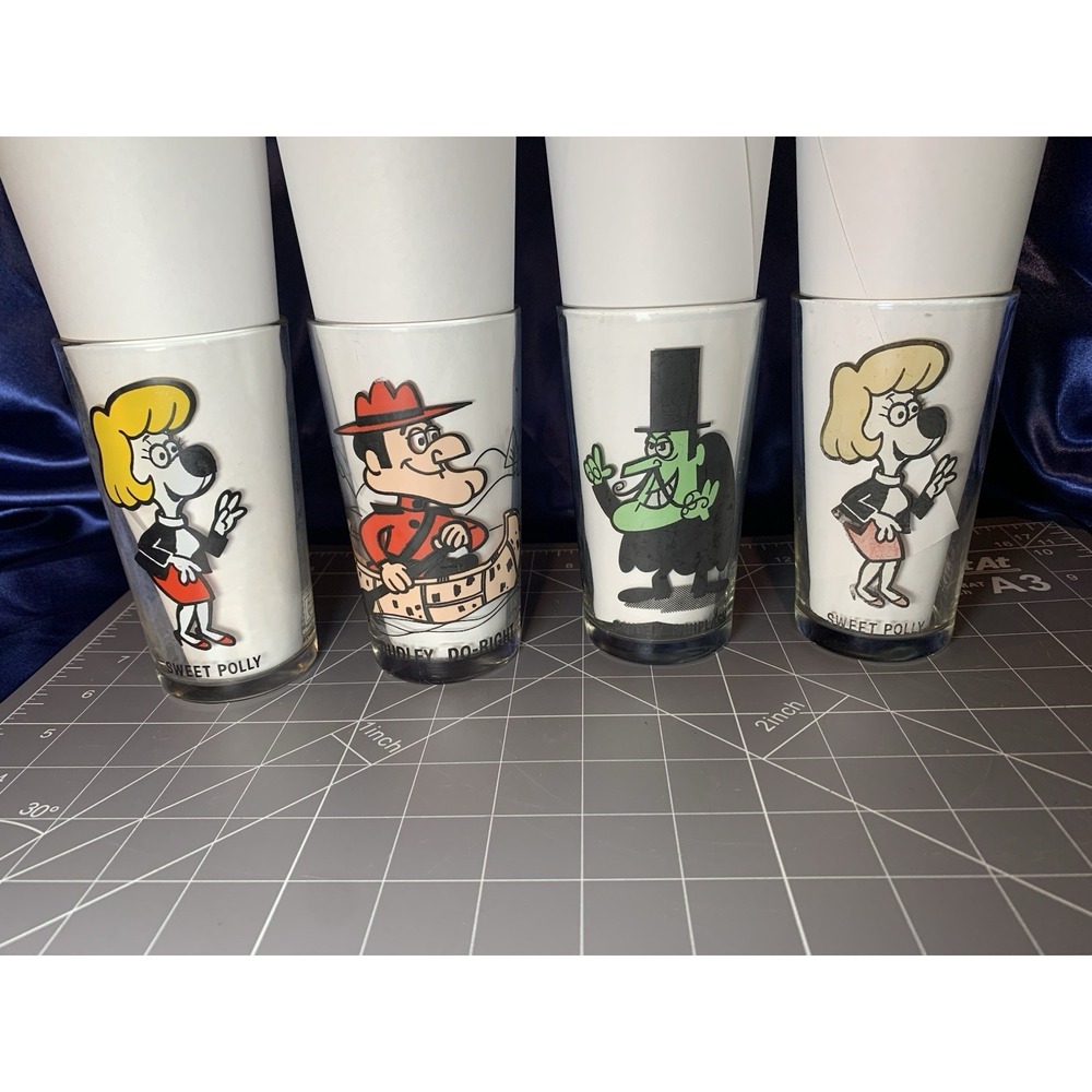 Vintage Dudley Do Right 4-Pack Pepsi Collectible Drinking Glasses Snidely Polly